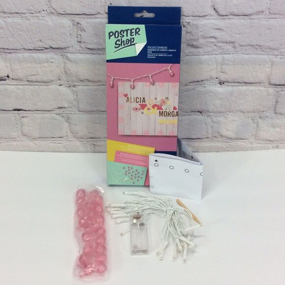 Poster Shop Pink 20 Light LED Strand w/Removable Bulb Caps Battery Powered Craft - Picture 2 of 7